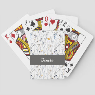 Baraja De Cartas Monograma de nombre en acuarela de flor silvestre