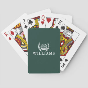 Baraja De Cartas Monograma de nombre personalizado esmeralda verde