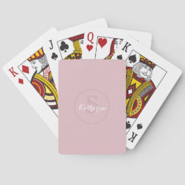 Baraja De Cartas Monograma de nombre personalizado Rosa Polvo
