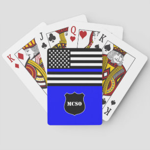 Baraja De Cartas Monograma de oficial de policía [Thin Blue Line]