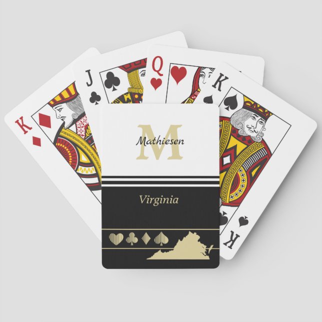 Baraja De Cartas Monograma de oro de Virginia (Reverso)