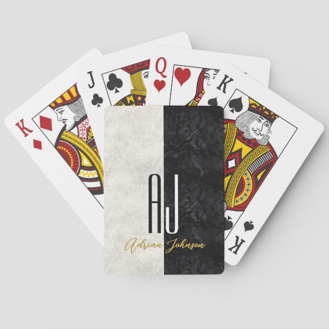 Baraja De Cartas Monograma de Oro Negro (Reverso)