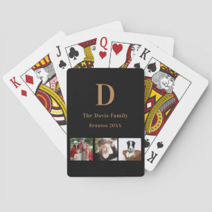 Baraja De Cartas Monograma de oro negro Fotografía de reunificación