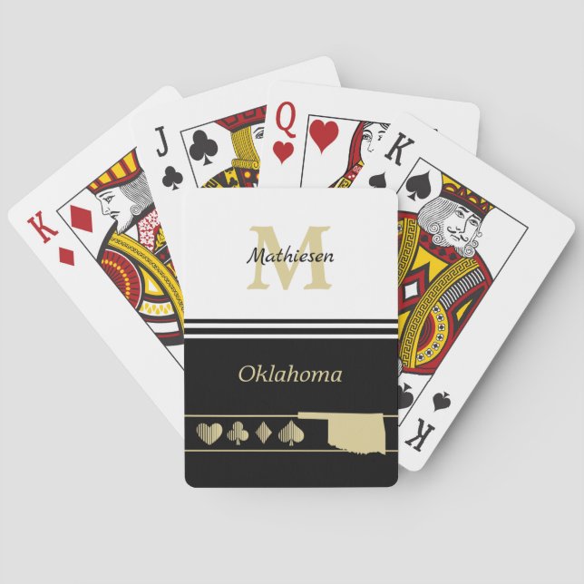Baraja De Cartas Monograma de oro Silhouette Oklahoma (Reverso)