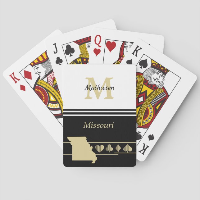 Baraja De Cartas Monograma de oro silueta Missouri (Reverso)