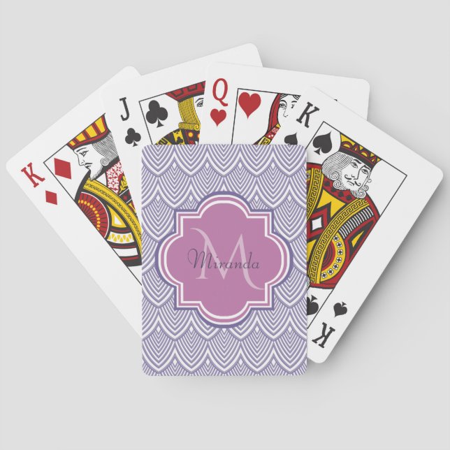 Baraja De Cartas Monograma de orquídeas con arco ultravioleta (Reverso)