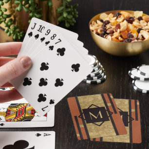 Baraja De Cartas Monograma de Personalizado de Art Deco Negro y Oro