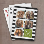 Baraja De Cartas Monograma de Personalizado de Collage de fotos con<br><div class="desc">El fondo incluye un patrón de rayas opcional: utilice cinco fotos cuadradas para crear un regalo único y personal. O puedes mantener al cachorro hipster y hacer un keepsake de moda. Si necesita ajustar las imágenes,  haga clic en la herramienta personalizar para realizar cambios.</div>