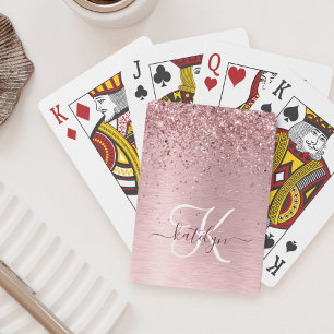 Baraja De Cartas Monograma de Purpurina Metalizado cepillado de col