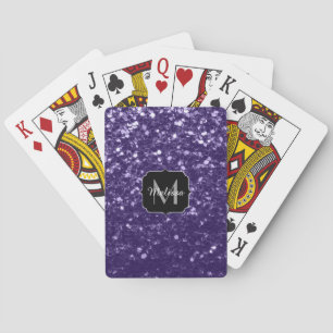 Baraja De Cartas Monograma de purpurina violeta ultra violeta oscur
