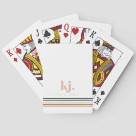 Baraja De Cartas Monograma de rayas retro chic