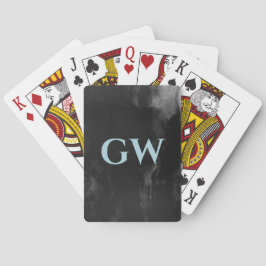 Baraja De Cartas Monograma de resumen negro oscuro masculino
