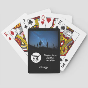 Baraja De Cartas Monograma de silueta de cráneo de Longhorn negro