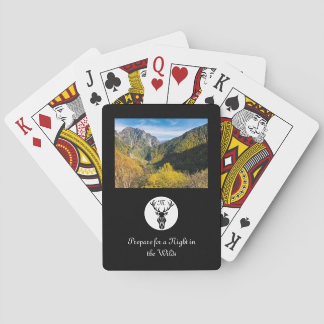 Baraja De Cartas Monograma de silueta negro con selfie personalizad (Reverso)