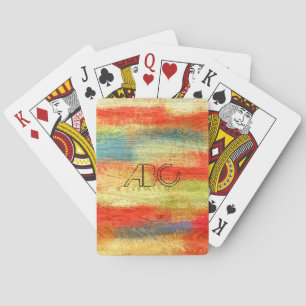 Baraja De Cartas Monograma de textura de grano de madera colorida
