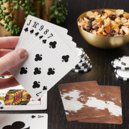 Baraja De Cartas Monograma de textura piel de vaca marrón y blanco
