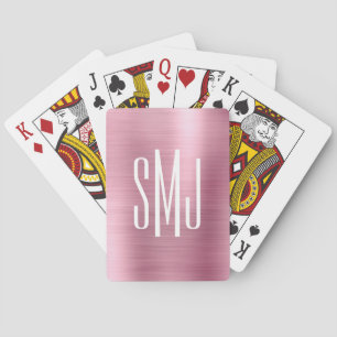 Baraja De Cartas Monograma de tres letras con hoja de papel de ombr