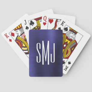 Baraja De Cartas Monograma de tres letras de color azul índigo con
