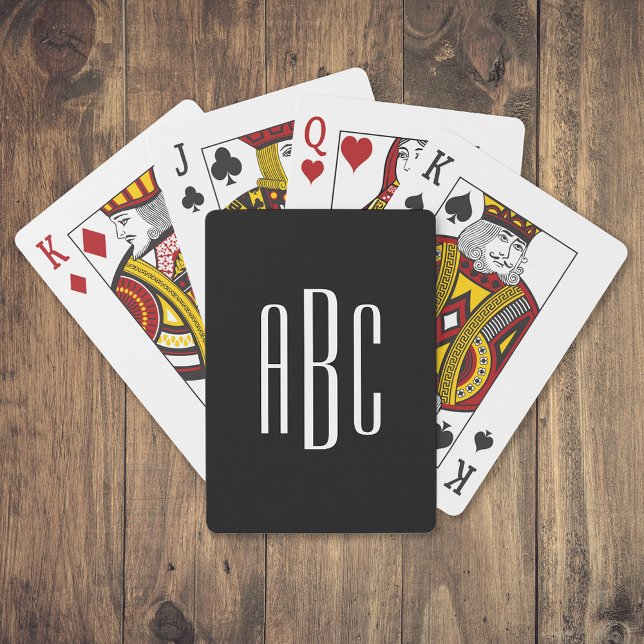 Baraja De Cartas Monograma de tres letras en blanco y negro (Subido por el creador)