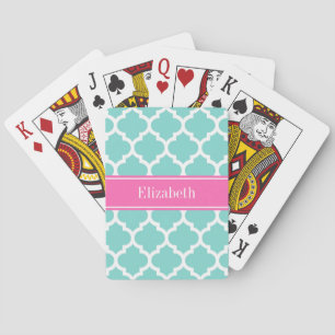Baraja De Cartas Monograma de turquesa Whisky marroquí #5 Hot Pink2