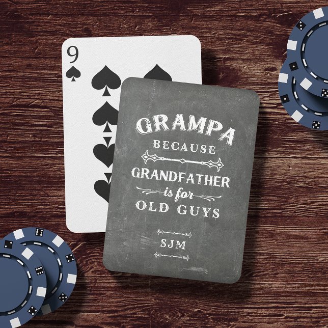 Baraja De Cartas Monograma del abuelo Grampa divertido (Subido por el creador)