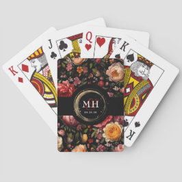 Baraja De Cartas Monograma del Boda barroco botánico floral holandé