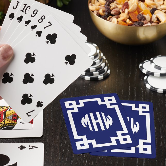 Baraja De Cartas Monograma del círculo blanco azul de la marina Lla (Subido por el creador)