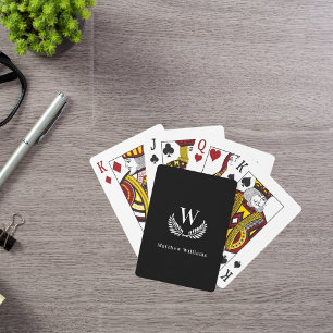 Baraja De Cartas Monograma del nombre de la corona de laurel blanco