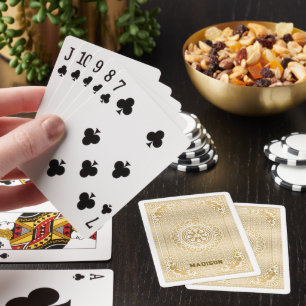 Baraja De Cartas Monograma del patrón oro blanco