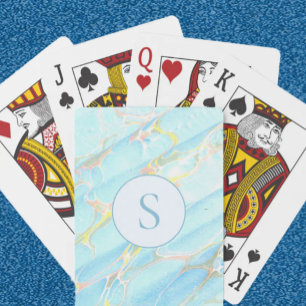 Baraja De Cartas Monograma del Personalizado del patrón de mármol i