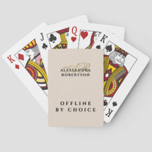 Baraja De Cartas Monograma Divertido Inspirador Beige Dorado Negro