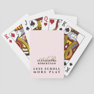 Baraja De Cartas Monograma divertido, rosa pastel, dorado, motivado