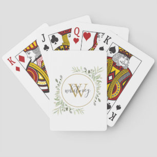 Baraja De Cartas Monograma dorado de vegetación Letra elegante