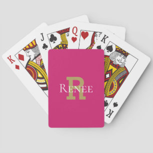Baraja De Cartas Monograma dorado rosa Puente moderno Canasta
