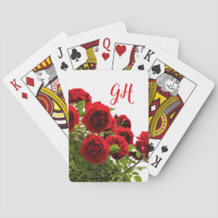 Baraja De Cartas Monograma elegante de la Rosa Roja