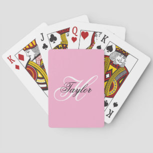 Baraja De Cartas Monograma elegante en rosa blanco y negro