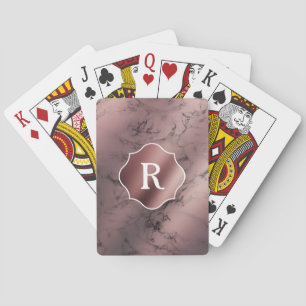 Baraja De Cartas Monograma en mármol rosa dorado y negro