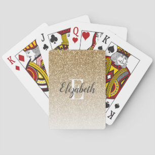 Baraja De Cartas Monograma Falso Brillo Ombre Oro Moderno