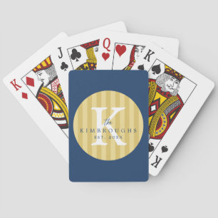Baraja De Cartas Monograma Familiar de Círculo con Rayas de Cualqui