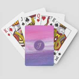 Baraja De Cartas Monograma femenino moderno abstracto rosa púrpura 