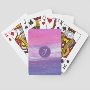 Baraja De Cartas Monograma femenino moderno abstracto rosa púrpura