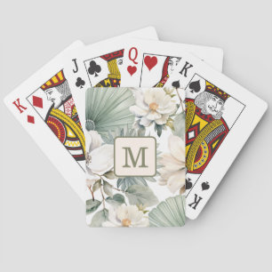 Baraja De Cartas Monograma Floral Acuarela Personalizado