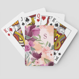 Baraja De Cartas Monograma floral de color violeta Rubor y púrpura