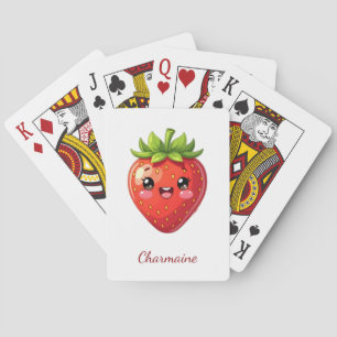 Baraja De Cartas Monograma fresa kawaii linda