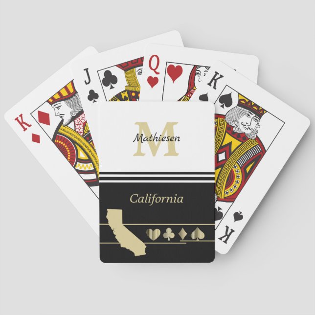 Baraja De Cartas Monograma Gold Silhouette California (Reverso)