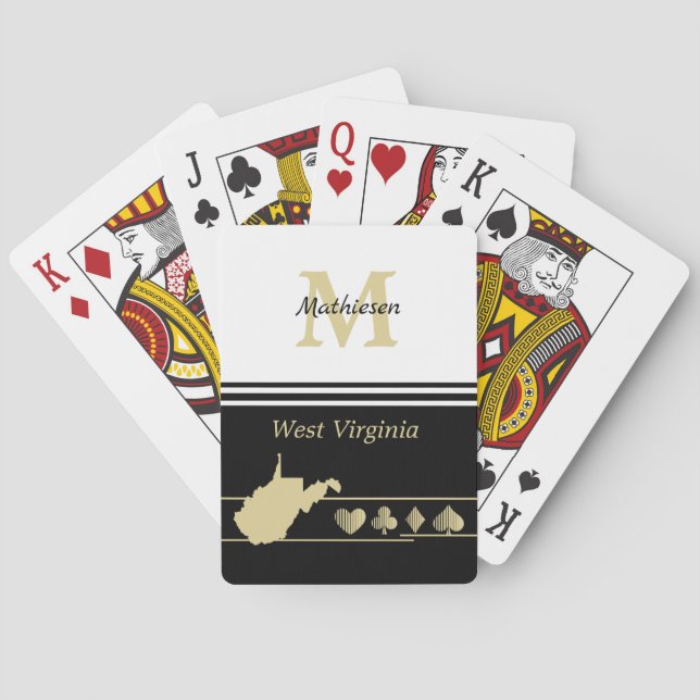 Baraja De Cartas Monograma Gold Silhouette Virginia Occidental (Reverso)