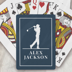 Baraja De Cartas Monograma Golfer personalizado de Navy Blue