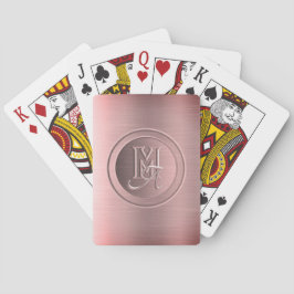 Baraja De Cartas Monograma Grabado en Acero Rosa Metálico