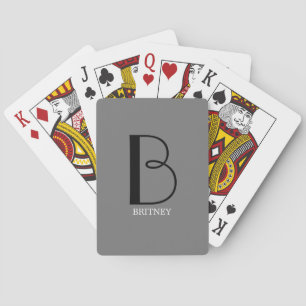 Baraja De Cartas Monograma grande y nombre en texto negro/blanco pe
