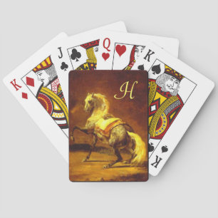 Baraja De Cartas Monograma GRIS HORSE dorado amarillo marrón